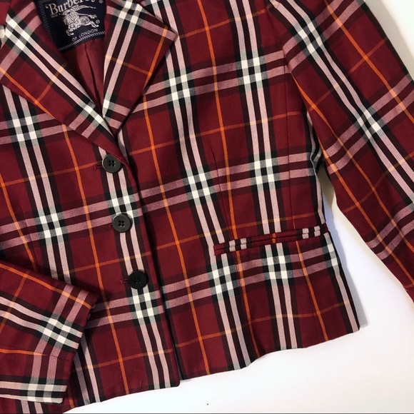 SOLD! Burberry Vintage 1980s Red Plaid Blazer - Picture 3 of 7